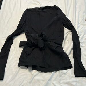 Zara Black Blouse with front wrap/bow